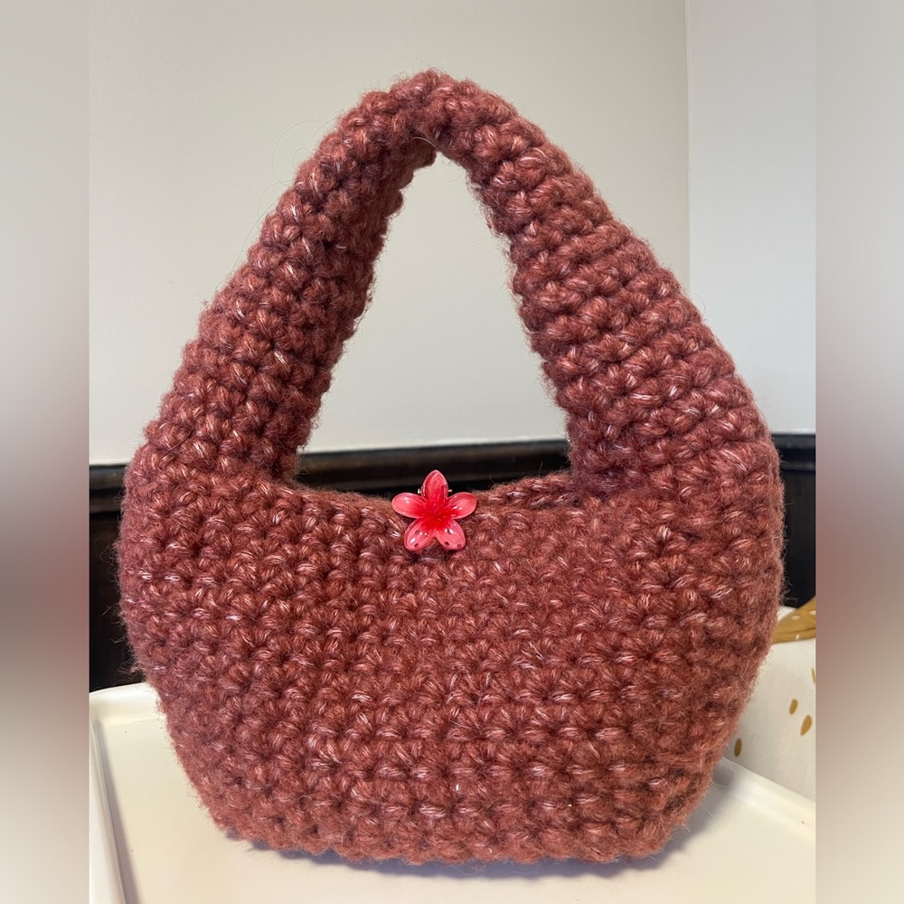 Handmade ❤️ Soft Brown Small Crochet Bag Purse